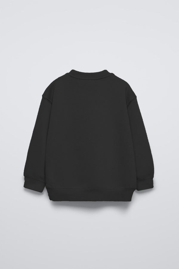 Siyah Çocuk Cherries Baskılı Bisiklet Yaka Basic Sweatshirt