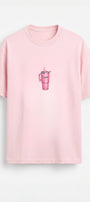 Kadın Oversize Tişört Pink Tumbler Baskılı Pembe – Bisiklet Yaka, Rahat Kalıp, %100 Pamuk