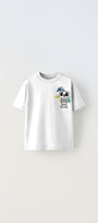 The Big Olita Yazılı Kuru Kafa Tasarım Baskılı Beyaz Erkek Çocuk T-Shirt