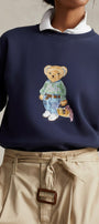Kadın Oversize Sweatshirt Weekend Bear Baskılı Lacivert – Bisiklet Yaka, 3 İplik Şardonlu