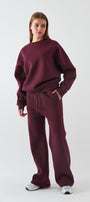Unisex Oversize Eşofman Takımı Basic Bordo – Bisiklet Yaka, Boru Paça, 3 İplik Şardonlu Polar