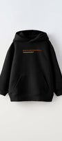Kapüşonlu İçi Polar Art Work Heykel Baskılı Siyah Unisex Çocuk Hoodie Sweatshirt