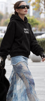 Kadın Oversize Hoodie 90’s Girl Baskılı Siyah – Kapüşonlu, Kanguru Cepli, 3 İplik Polar