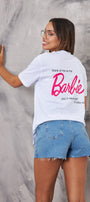 Barbie Tasarım Baskılı Beyaz Kadın T-Shirt