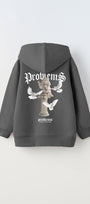 Kapüşonlu İçi Polar Problems Yazılı Heykel Baskılı Füme Unisex Çocuk Hoodie Sweatshirt