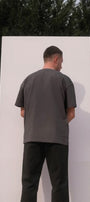 Erkek Oversize Tişört CHMP STUDIOS Baskılı Füme – Bisiklet Yaka, %100 Pamuk Compact Süprem 24/1