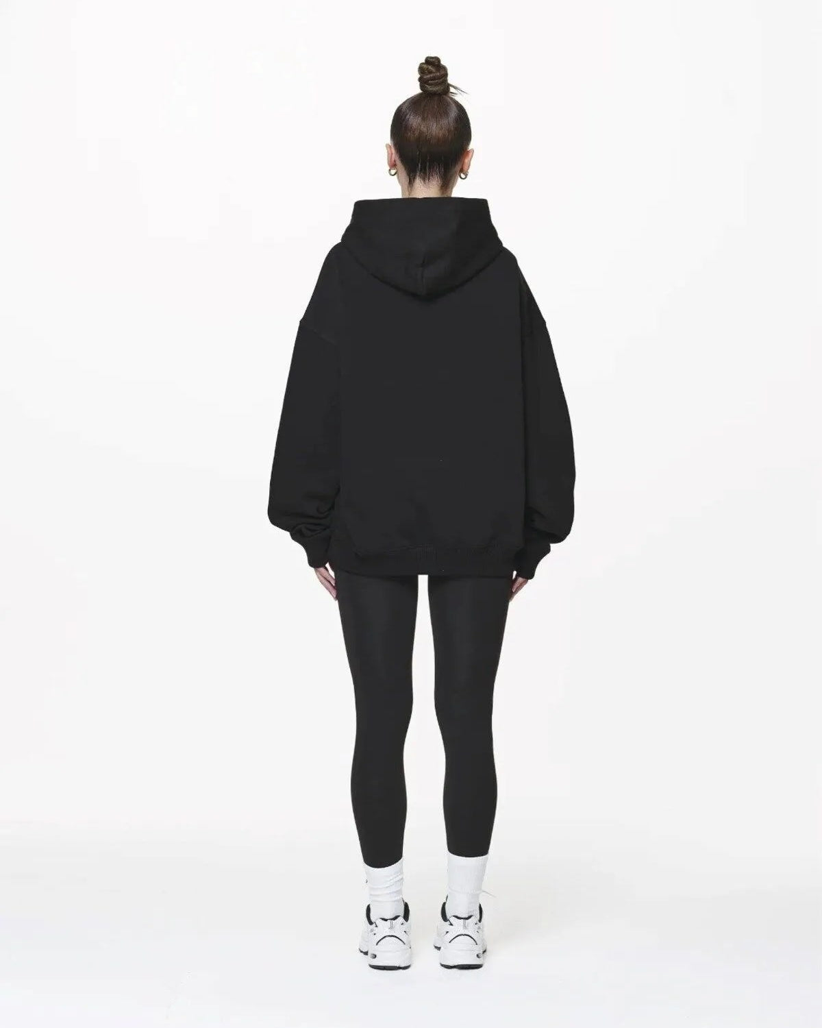 Siyah Unisex Loewe Yüksek Baskılı Kapüşonlu Kanguru Cepli Oversize Hoodie