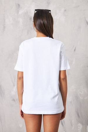 The Champ Relax Yazılı Oversize Beyaz Kadın T-Shirt