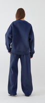 Unisex Oversize Eşofman Takımı Basic Marine – Bisiklet Yaka, Bol Paça, 3 İplik Şardonlu Polar