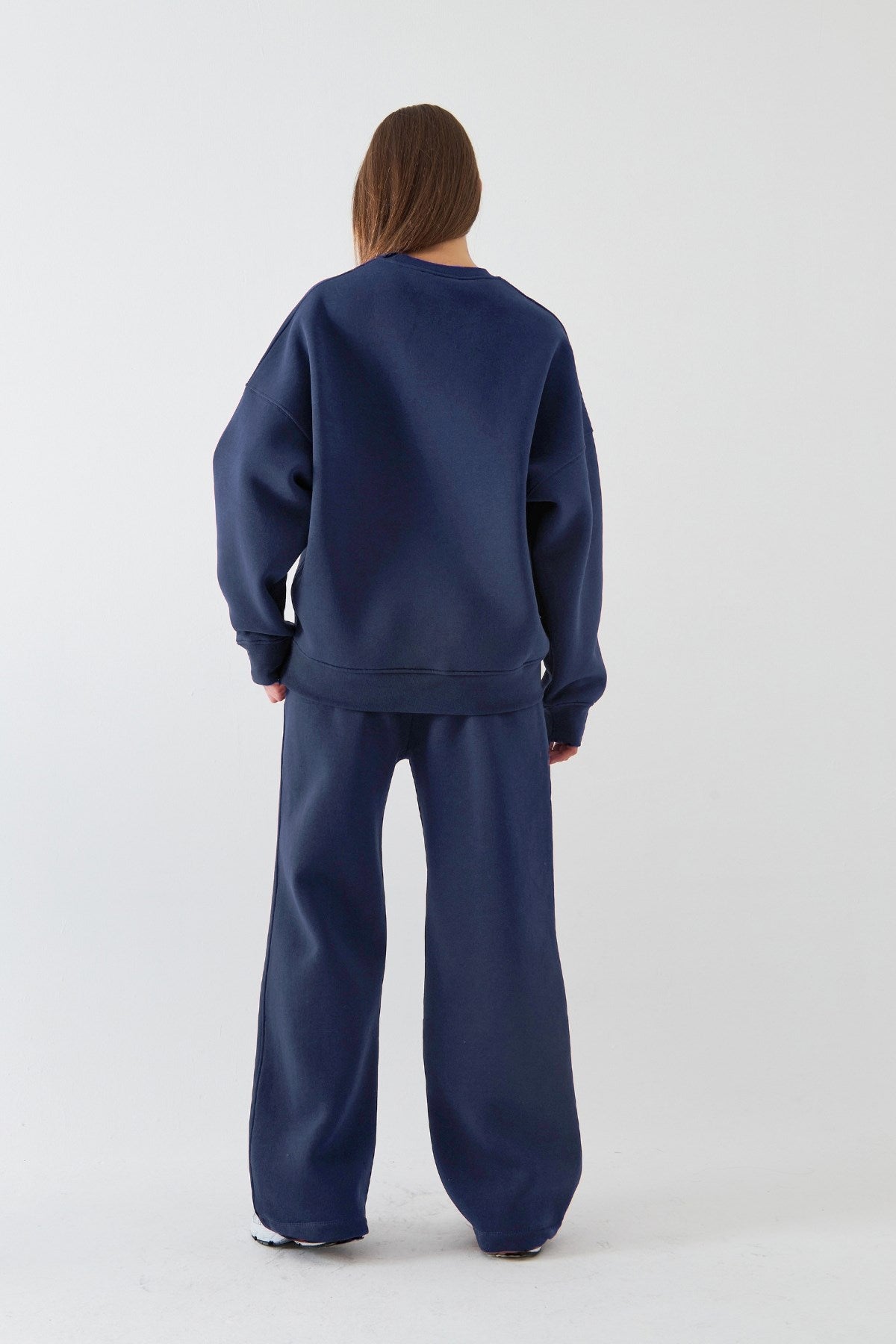Unisex Oversize Eşofman Takımı Basic Marine – Bisiklet Yaka, Bol Paça, 3 İplik Şardonlu Polar