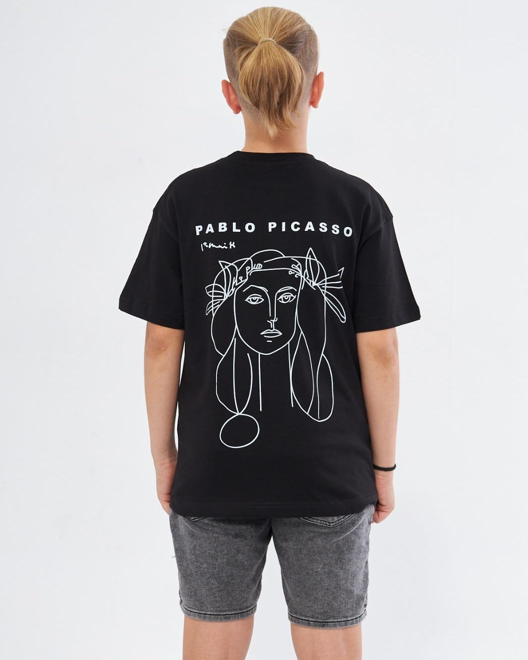 War and Peace Yazılı Pablo Picasso Tasarım Baskılı Siyah Çocuk T-shirt