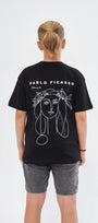 War and Peace Yazılı Pablo Picasso Tasarım Baskılı Siyah Çocuk T-shirt