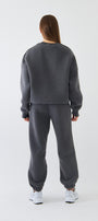 Unisex Oversize Sweatshirt Basic Füme Melanj – Bisiklet Yaka, 3 İplik Şardonlu Polar