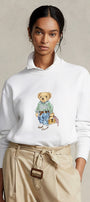 Kadın Oversize Sweatshirt Weekend Bear Baskılı Beyaz – Bisiklet Yaka, 3 İplik Şardonlu