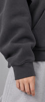 Kız Çocuk Oversize Basic Hoodie Sweatshirt Füme – Kapüşonlu, Kanguru Cepli, 3 İplik Polar