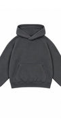 Kız Çocuk Oversize Basic Hoodie Sweatshirt Füme – Kapüşonlu, Kanguru Cepli, 3 İplik Polar