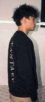 Erkek Oversize Sweatshirt Fantasy Back Baskılı Siyah – Bisiklet Yaka, 3 İplik Şardonlu Polar