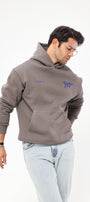 Kapüşonlu İçi Polar Eighty Five Yazı Baskılı Füme Hoodie Oversize Sweatshirt