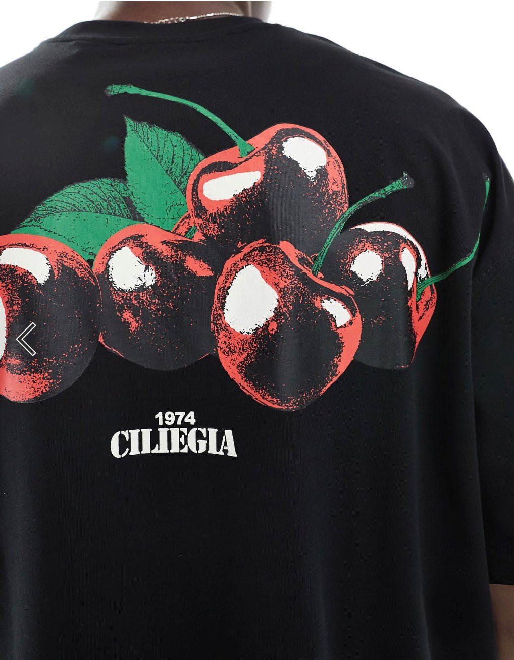 Erkek Siyah Oversize Tişört – Kiraz Baskılı Sokak Stili