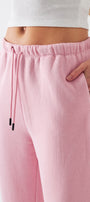 Oversize Unisex Eşofman Altı Pembe – 3 İplik Şardonlu, Bol Paça, Cepli, Modern Rahat Kesim