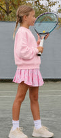 Kız Çocuk Oversize Sweatshirt Basic Pembe – Bisiklet yaka, 3 iplik şardonlu polar