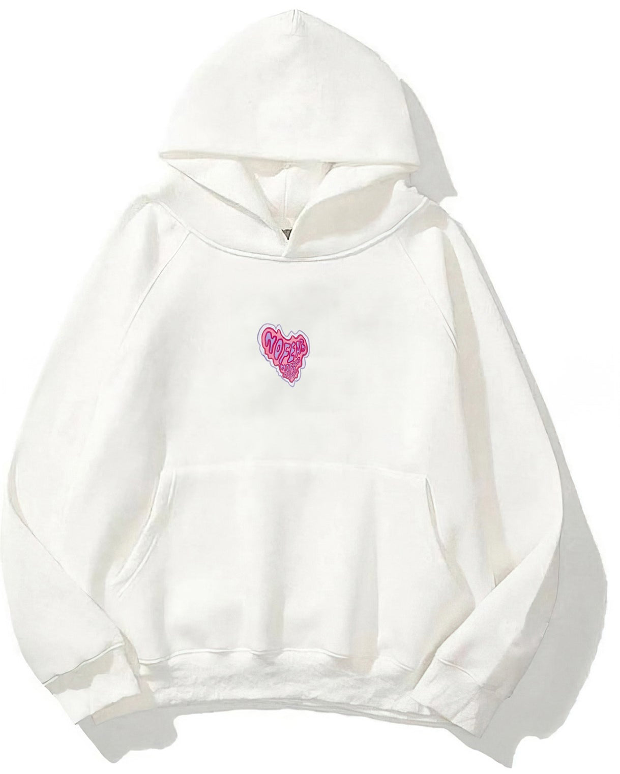 Kapüşonlu İçi Polar No Fear Baskılı Beyaz Unisex Oversize Hoodie Sweatshirt