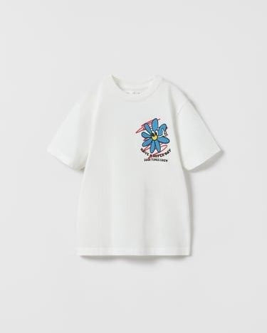Have A Super Day Good Times Crew Yazılı Çiçek Tasarım Baskılı Beyaz Çocuk T-Shirt