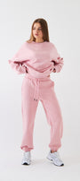 Unisex Oversize Eşofman Takımı Basic Pembe – Bisiklet Yaka, Lastikli Paça, 3 İplik Şardonlu Polar
