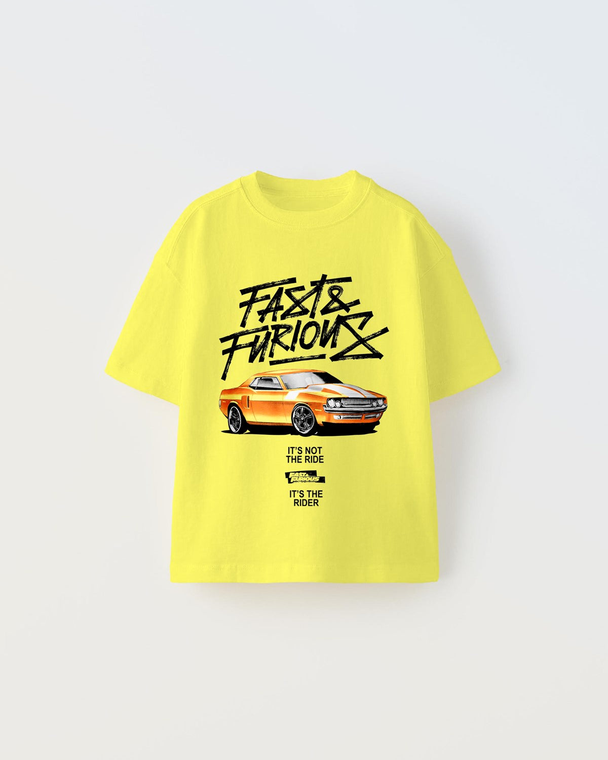 Fast Furıous Yazılı Araba Baskılı Sarı Çocuk T-Shirt