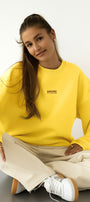Kadın Oversize Sweatshirt AMOR Sarı – Bisiklet Yaka, 3 İplik Şardounlu Polar