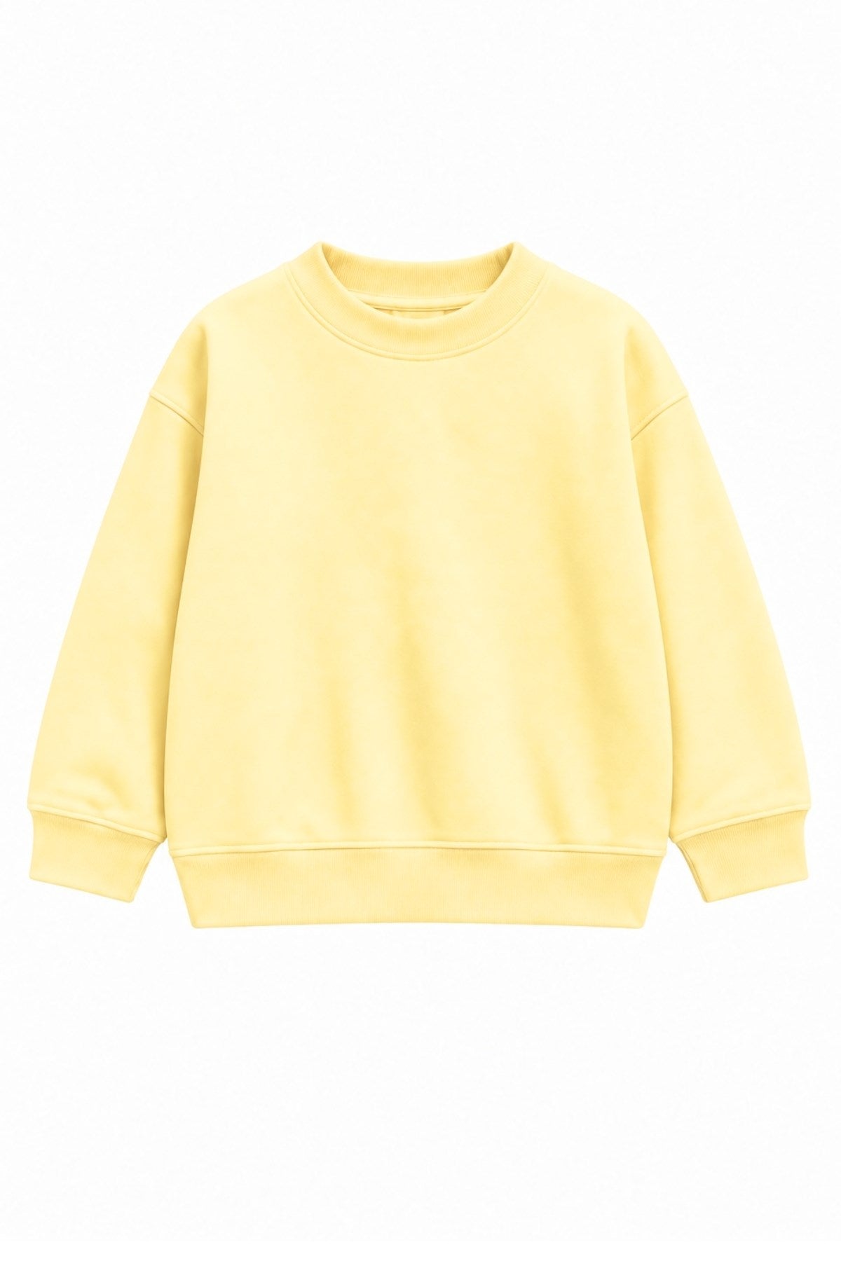 Erkek Çocuk Oversize Sweatshirt Basic Sarı – Bisiklet yaka, 3 iplik şardonlu polar