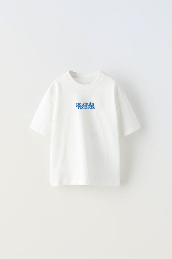 Peanuts Records Baskılı Beyaz Kız Çocuk T-shirt 