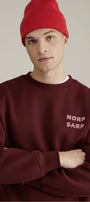Unisex Oversize Sweatshirt Norf Sarf Harita Baskılı Bordo – Bisiklet Yaka, 3 İplik Şardonlu Polar
