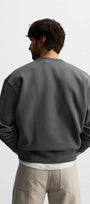 Bisiklet Yaka İçi Polar Life Story Yazı Baskılı Füme Oversize Sweatshirt