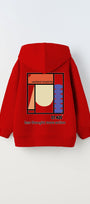 Kapüşonlu İçi Polar Updated Simplicity Baskılı Kırmızı Unisex Çocuk Hoodie Sweatshirt