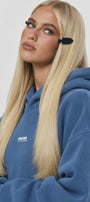 Kadın Oversize Hoodie Amore Baskılı Marine – Kapüşonlu, Kanguru Cepli, 3 İplik Şardonlu Polar