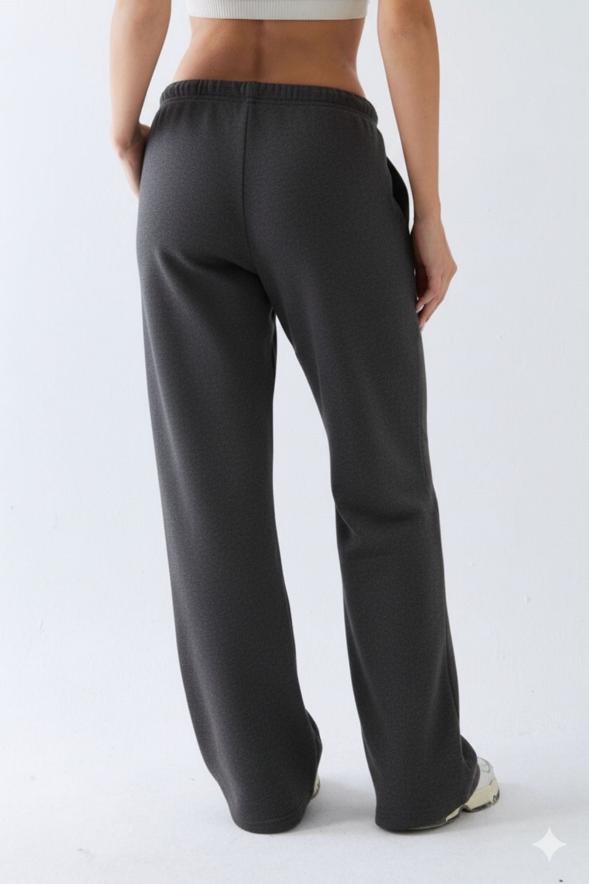 Oversize Unisex Eşofman Altı Füme Melanj – 3 İplik Şardonlu, Bol Paça, Cepli, Modern Rahat Kesim