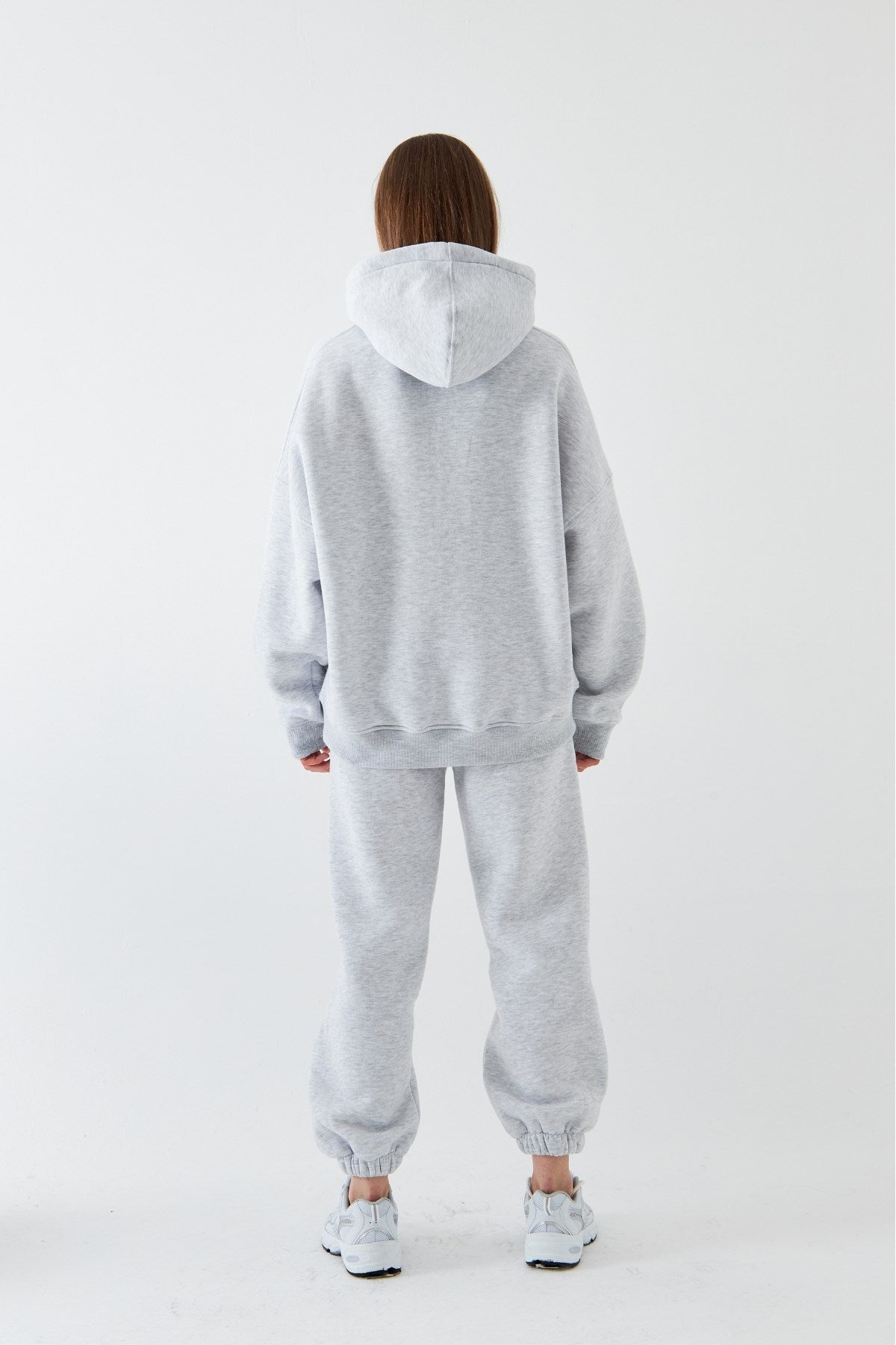 Oversize Unisex Sweatshirt Hoodie Gri – Kapüşonlu, 3 İplik Şardonlu Polar, Kanguru Cepli, Basic