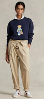 Kadın Oversize Sweatshirt Weekend Bear Baskılı Lacivert – Bisiklet Yaka, 3 İplik Şardonlu