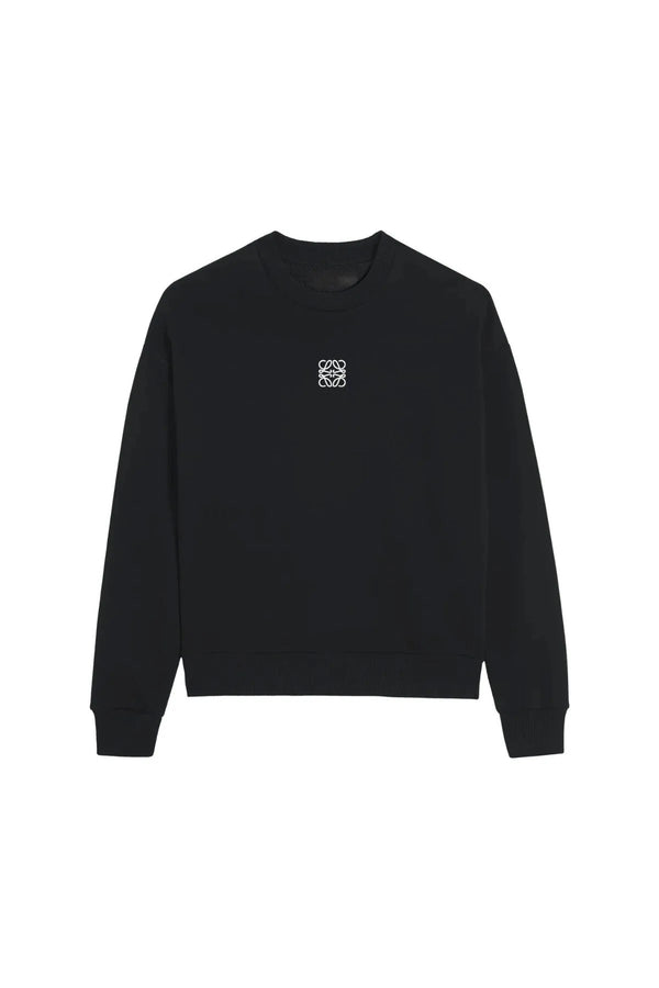 Siyah Unisex Loewe Yüksek Baskı Bisiklet Yaka Oversize Sweatshirt