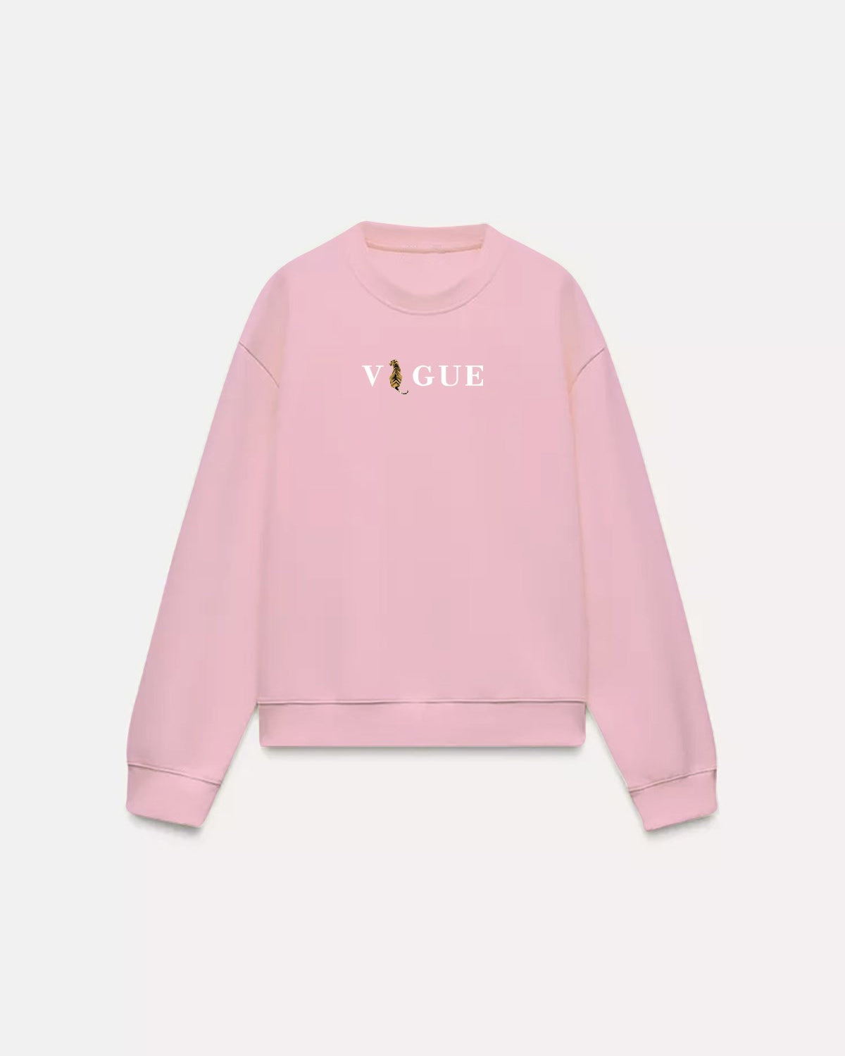 Vogue Yazı Baskılı Bisiklet Yaka İçi Polar Oversize Kesim Unisex Pembe Sweatshirt