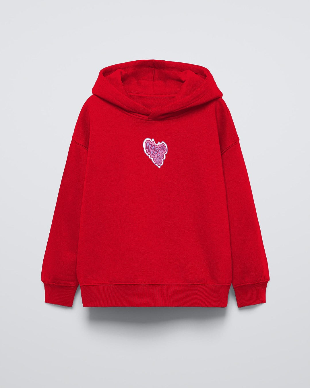 Kırmızı Kapüşonlu No Fear Baskı Detaylı Oversize Çocuk Hoodie
