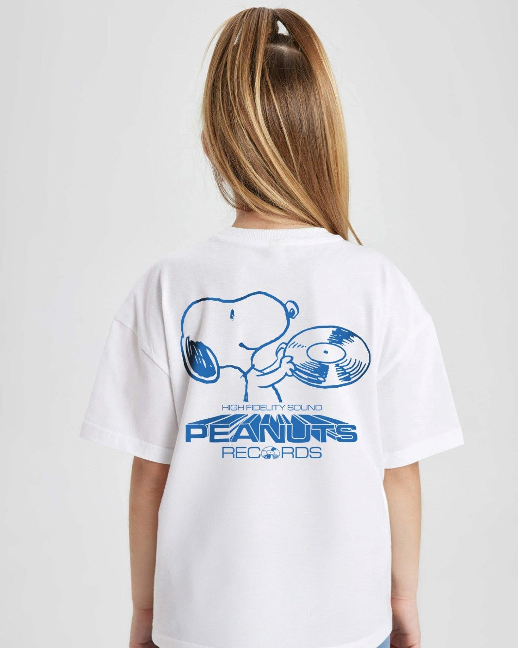 Peanuts Records Baskılı Beyaz Kız Çocuk T-shirt 