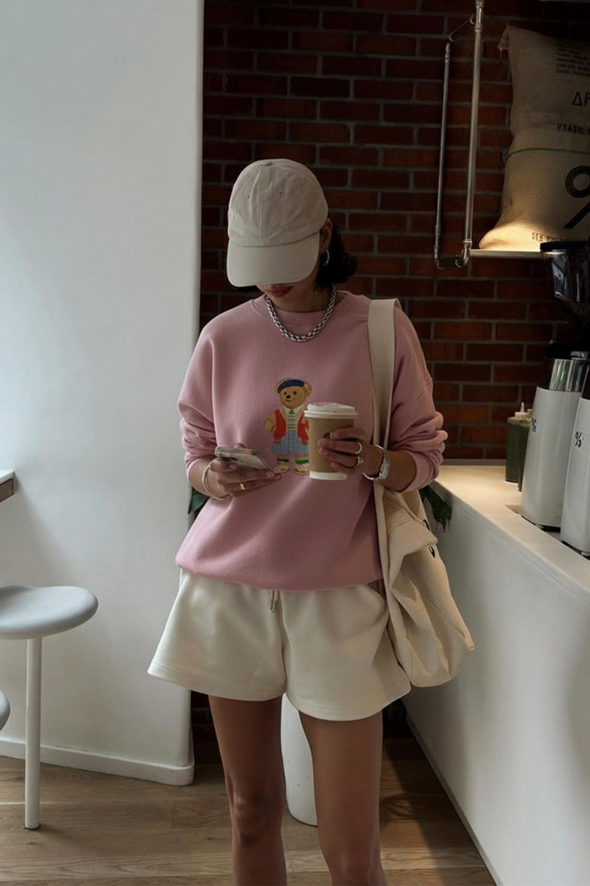 Kadın Oversize Sweatshirt Campus Bear Baskılı Pembe – Bisiklet Yaka, 3 İplik Şardonlu Polar