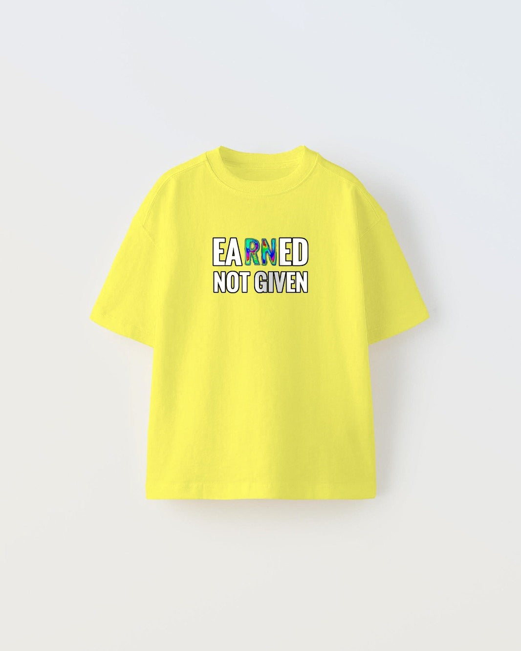 Earned Not Gıven Yazılı Futbol Tasarım Baskılı Sarı Çocuk T-shirt