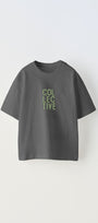 Collective Fly Knıt Yazılı Futbol Tasarım Baskılı Füme Çocuk T-shirt