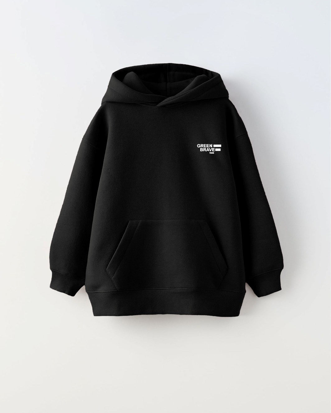 Kapüşonlu İçi Polar Great View Yazı Baskılı Siyah Unisex Çocuk Hoodie Sweatshirt