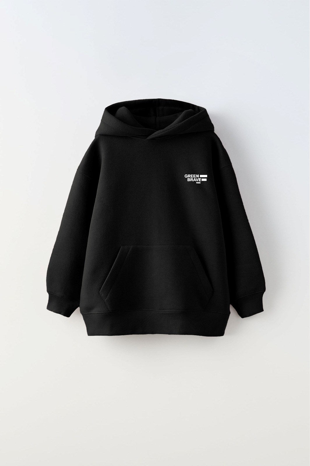 Kapüşonlu İçi Polar Great View Yazı Baskılı Siyah Unisex Çocuk Hoodie Sweatshirt