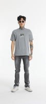 Oversize Bisiklet Yaka Erkek 2 İplik November Baskılı Pamuk T-shirt