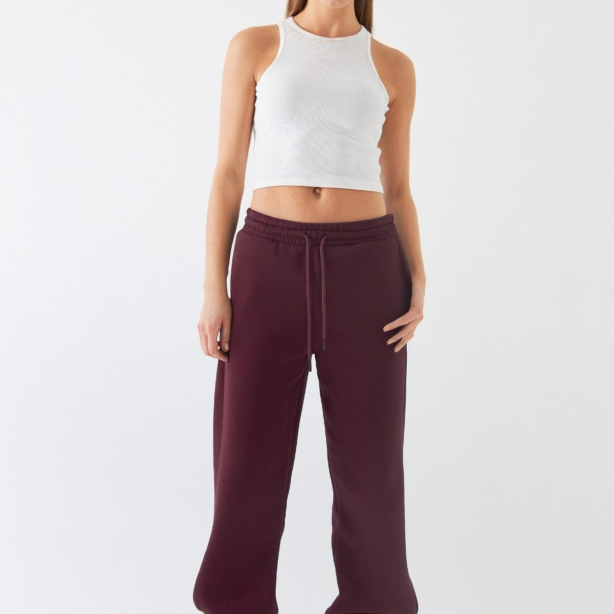 Oversize Unisex Eşofman Altı Bordo – 3 İplik Şardonlu, Paça-Bel Lastikli, Cepli, Modern Rahat Kesim